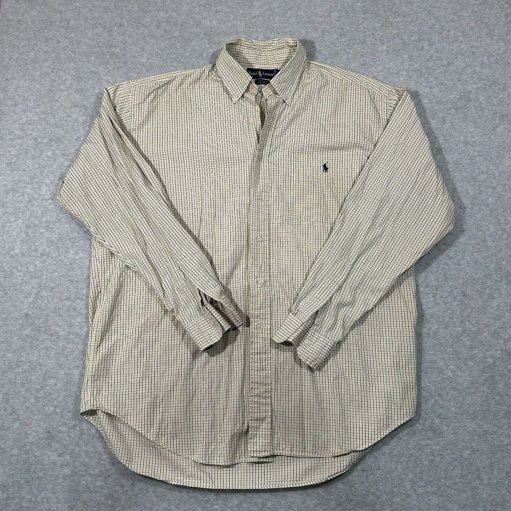 RALPH LAUREN  Yellow Checkered BUTTON SHIRT Size‎ Large Blaire - Picture 2 of 8